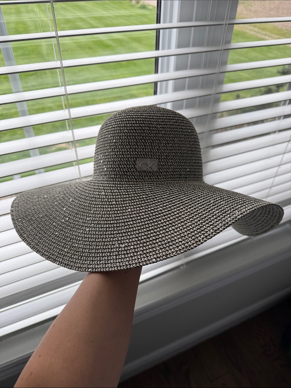 Calvin Klein Neutral Wide-Brim Straw Sun Hat
